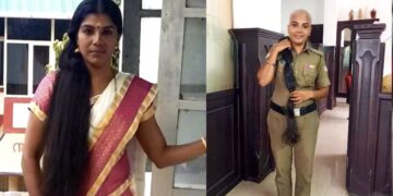 Kerala-Lady-Cop-Chopped-Long-Hair- Donate -Cancer-Patients-IFORHER