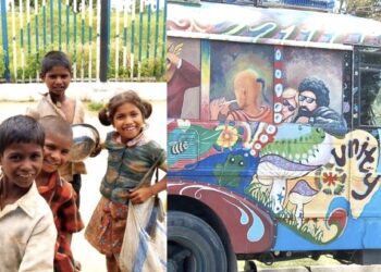 Bengaluru_Old_Buses_Creches_Workers_Kid_Construction_Site