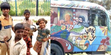 Bengaluru_Old_Buses_Creches_Workers_Kid_Construction_Site