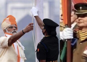 Major-Shweta-Pandey-Woman-Assisted-PM-Modi-Unfurling-Tricolor