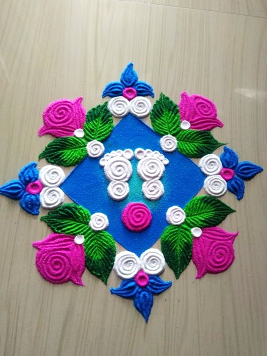 Easy Laxmi Rangoli Laxmi Pada Kolam | Pinterest