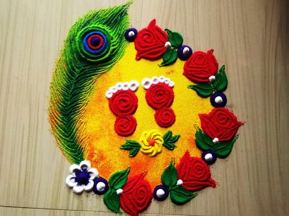 Easy Laxmi Rangoli Laxmi Pada Kolam | Pinterest