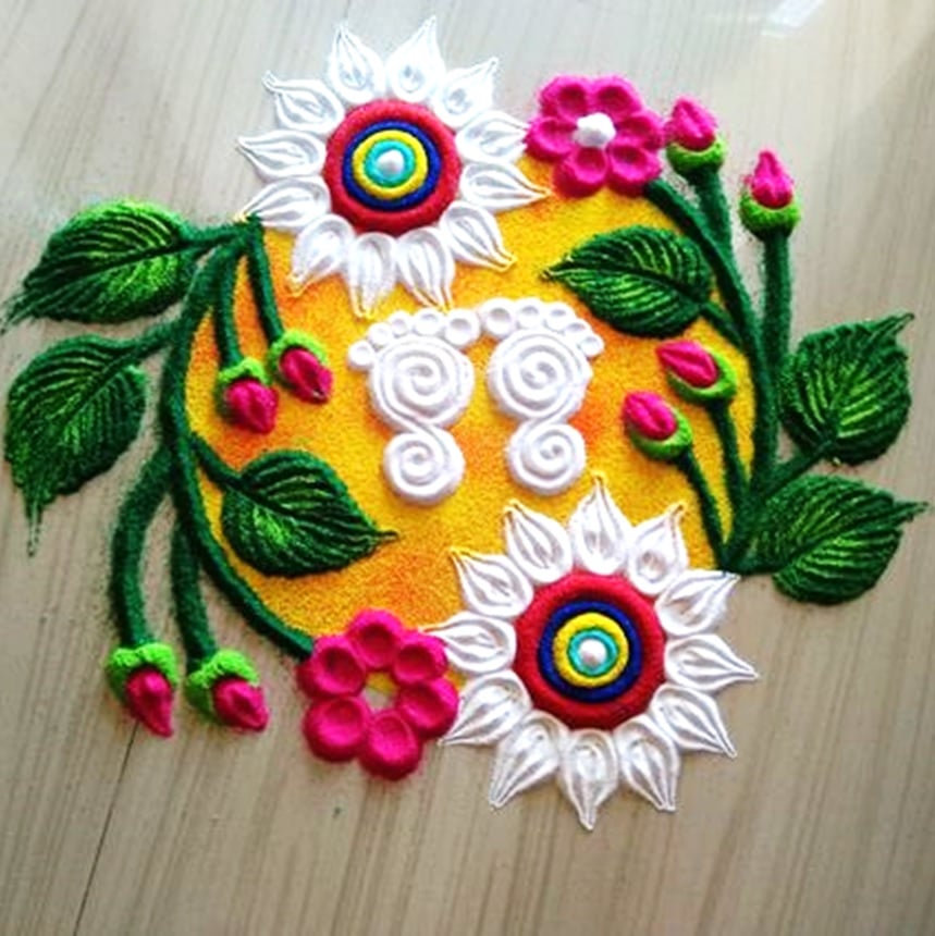 Easy Laxmi Rangoli Laxmi Pada Kolam 17