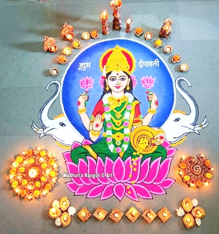 Maha Laxmi Face Rangoli Design