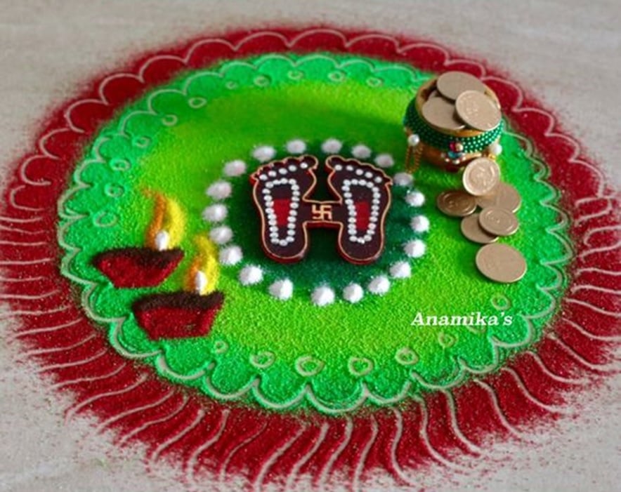 Easy Laxmi Rangoli Laxmi Pada Kolam 36