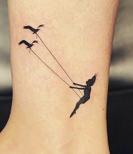 Girl and two birds tattoo -31