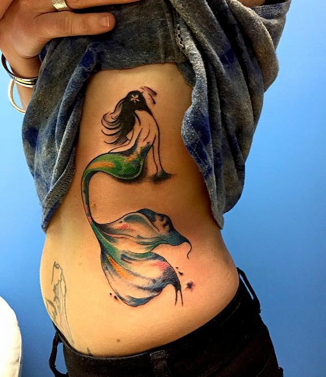 Mermaid Stomach Tattoo-37