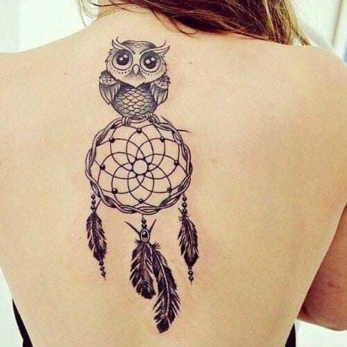 Owl dreamcatcher tattoo-32