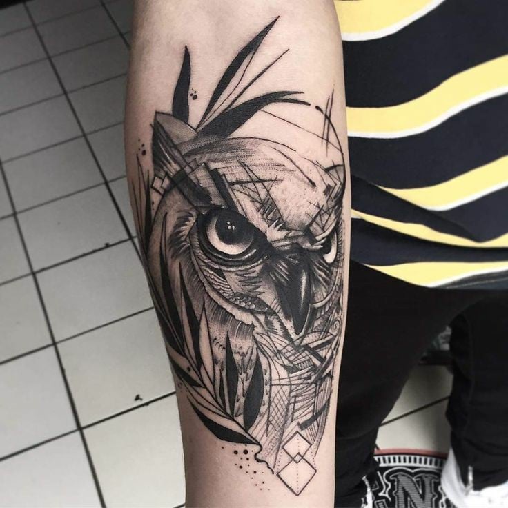 Realistic owl tattoo-19