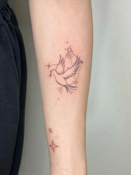 Dove with stars tattoo-04