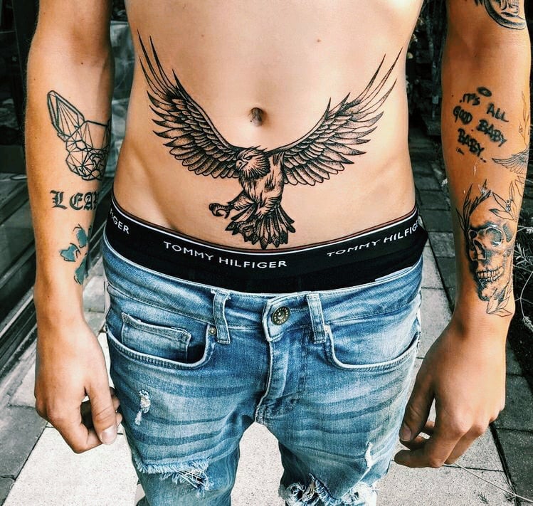 Eagle Stomach Tattoo-18