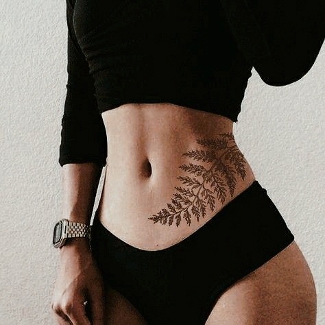 Leaf Stomach Tattoo-38