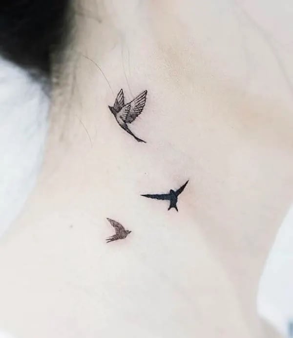 Birds On Neck Tattoo