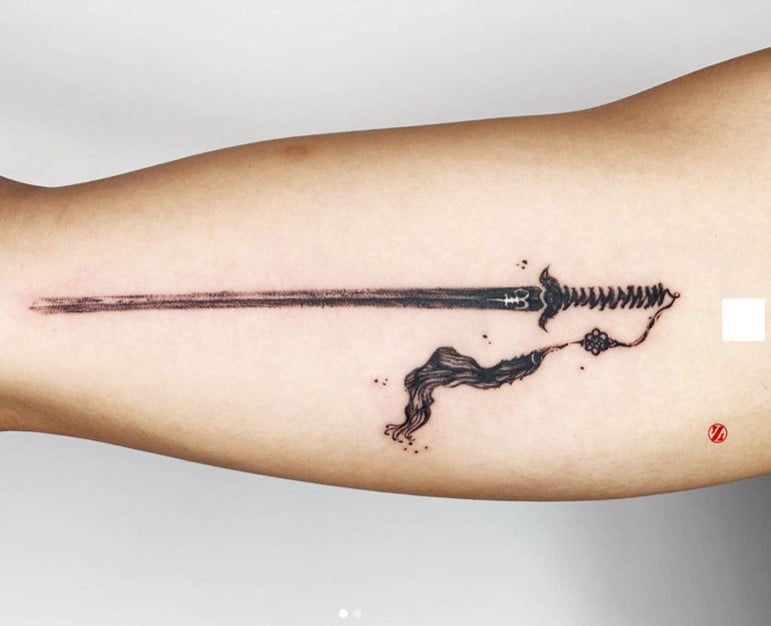 Chinese sword tattoo