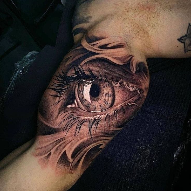 Clock eye tattoo
