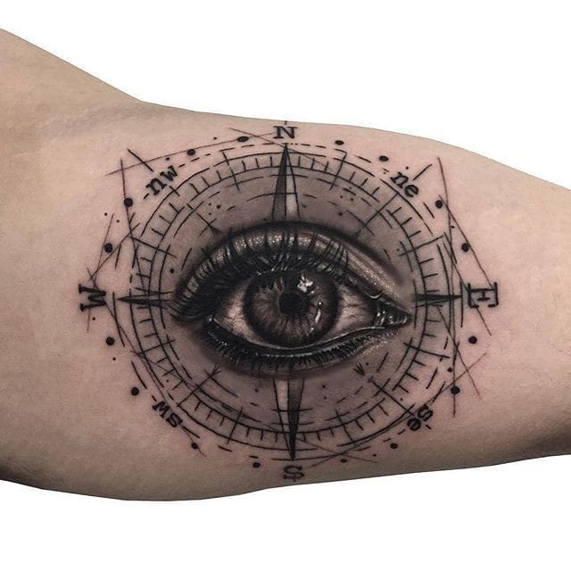 Compass eye tattoo