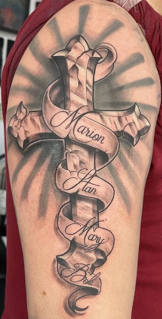 Cross Tattoo with Name