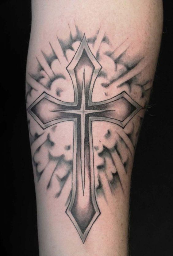 Cross With Clouds Tattoo
