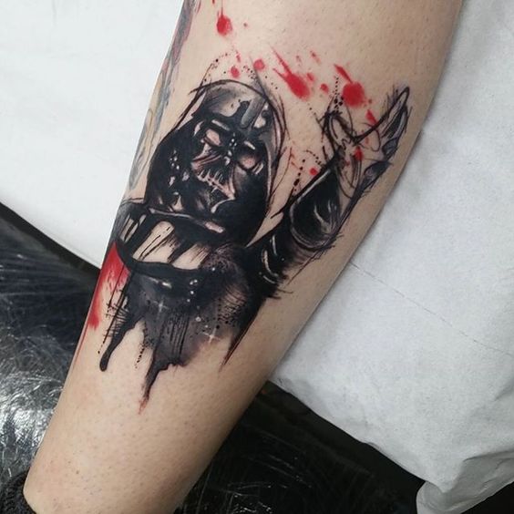 Darth Vader Watercolor Tattoo