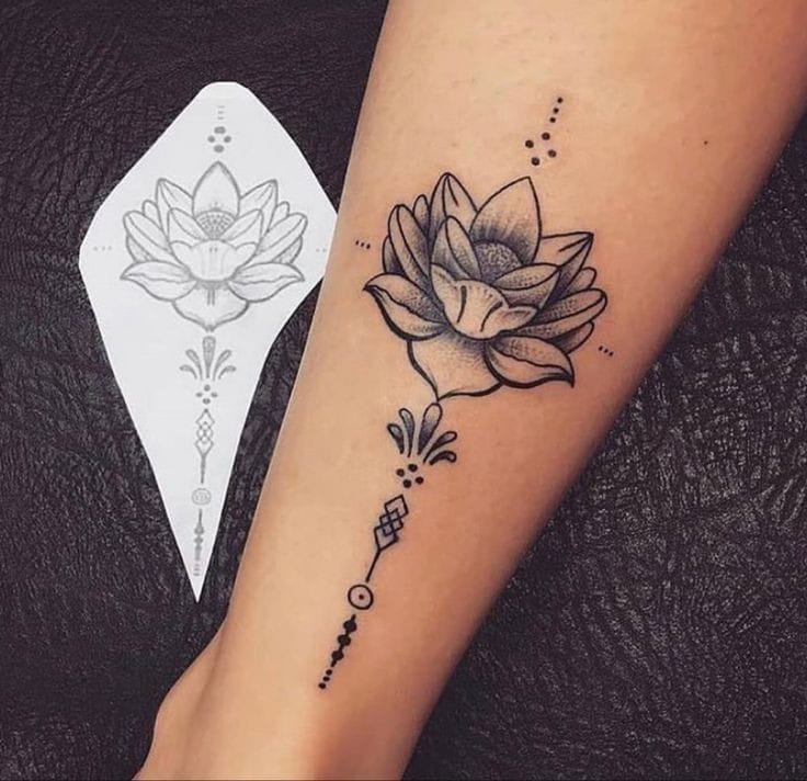 Dotwork lotus tattoo