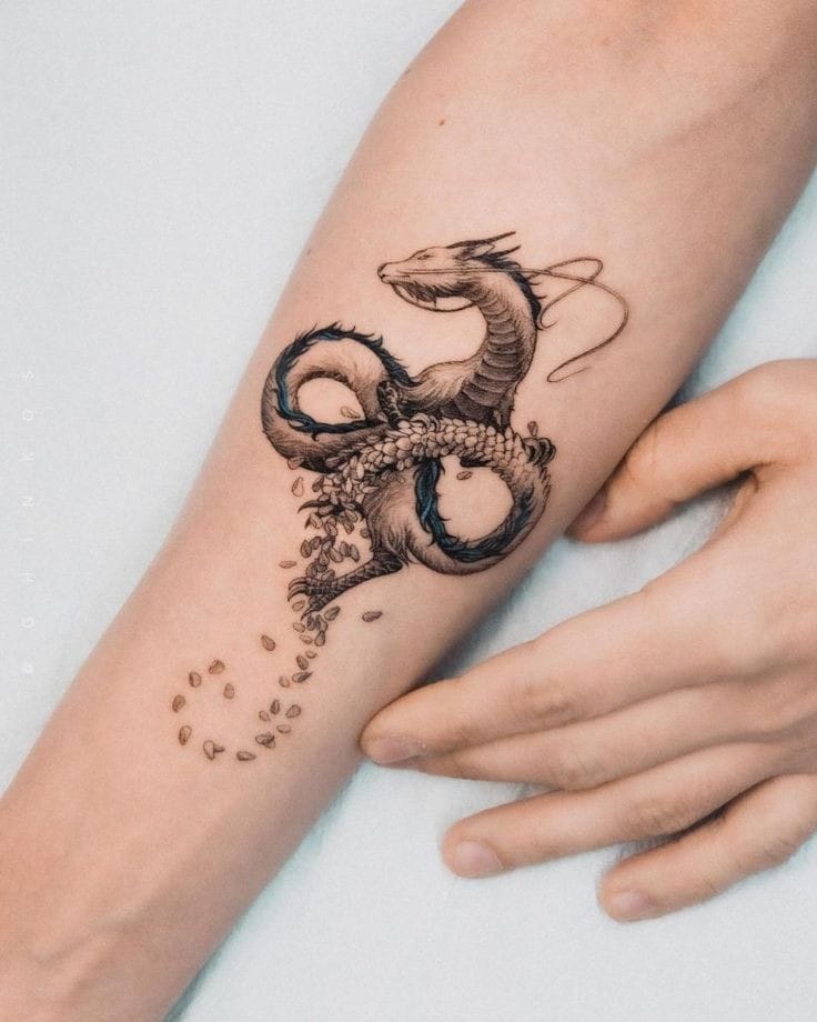 Dragon fineline tattoo