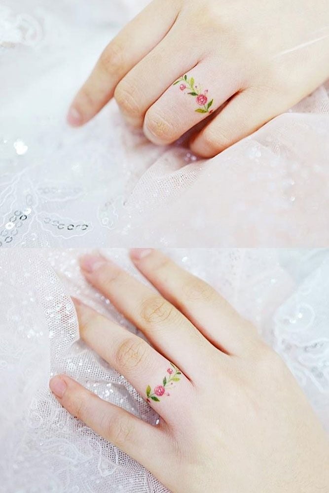 Floral Ring Finger Tattoos