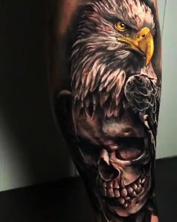 Golden Beak Skull Tattoo