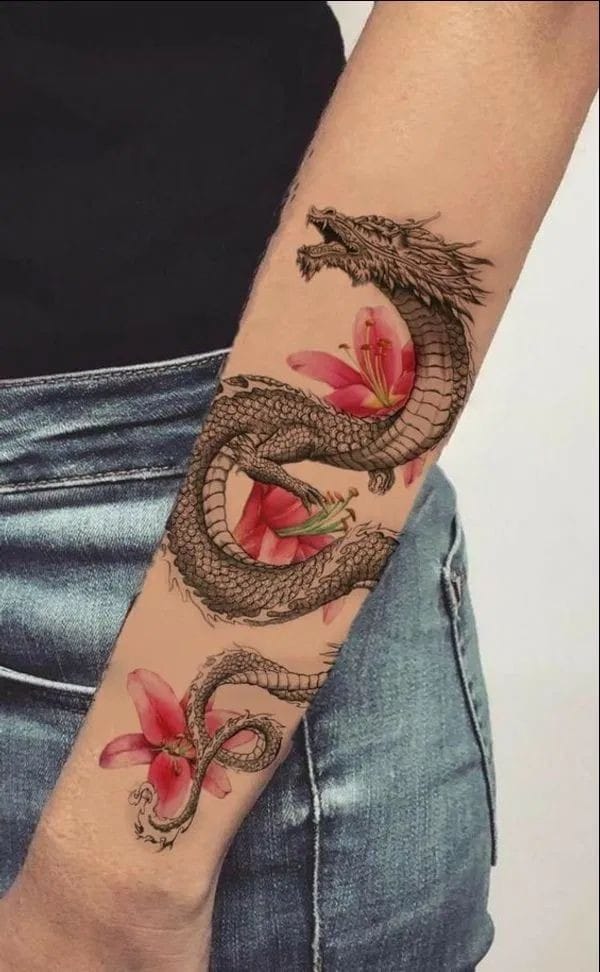 Hibiscus dragon tattoo