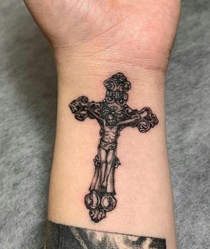 Jesus tattoo on wrist
