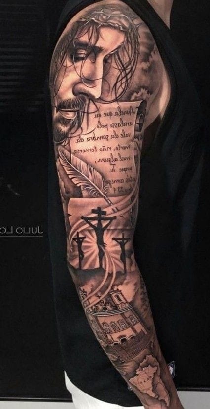 Jesus with a verse or scripture from the Bible tattoo