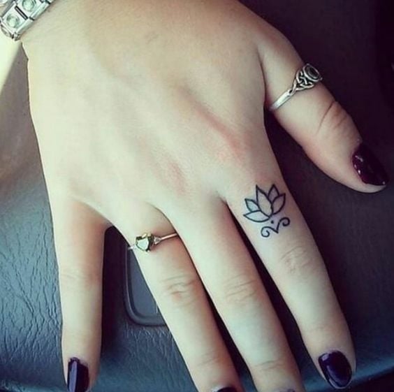 Lotus Finger Tattoo