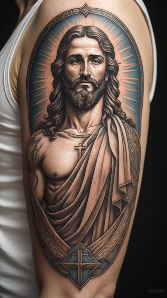 Masculine Jesus tattoo