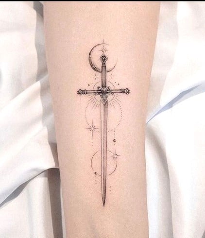 Moon sword tattoo