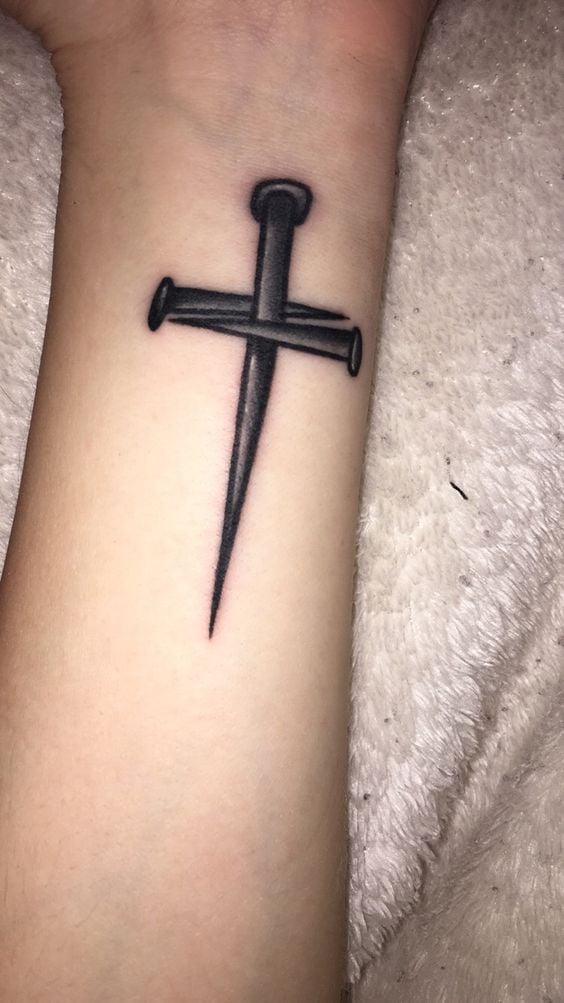 Nail Cross Tattoo