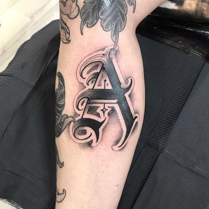 Retro A letter tattoo