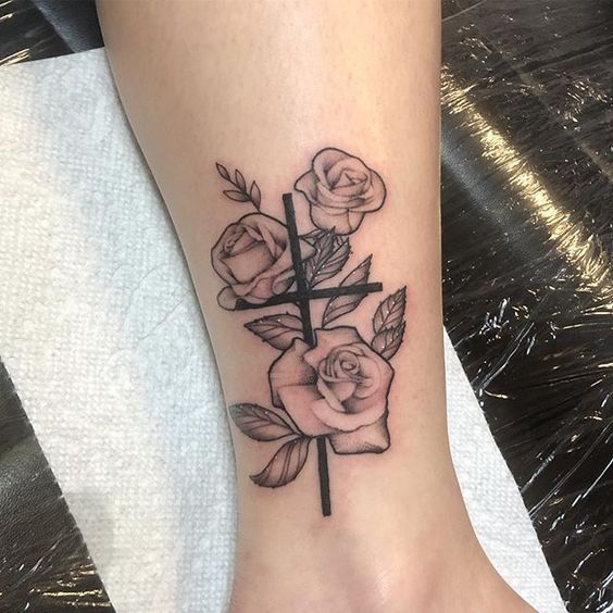 Rose Cross Tattoo