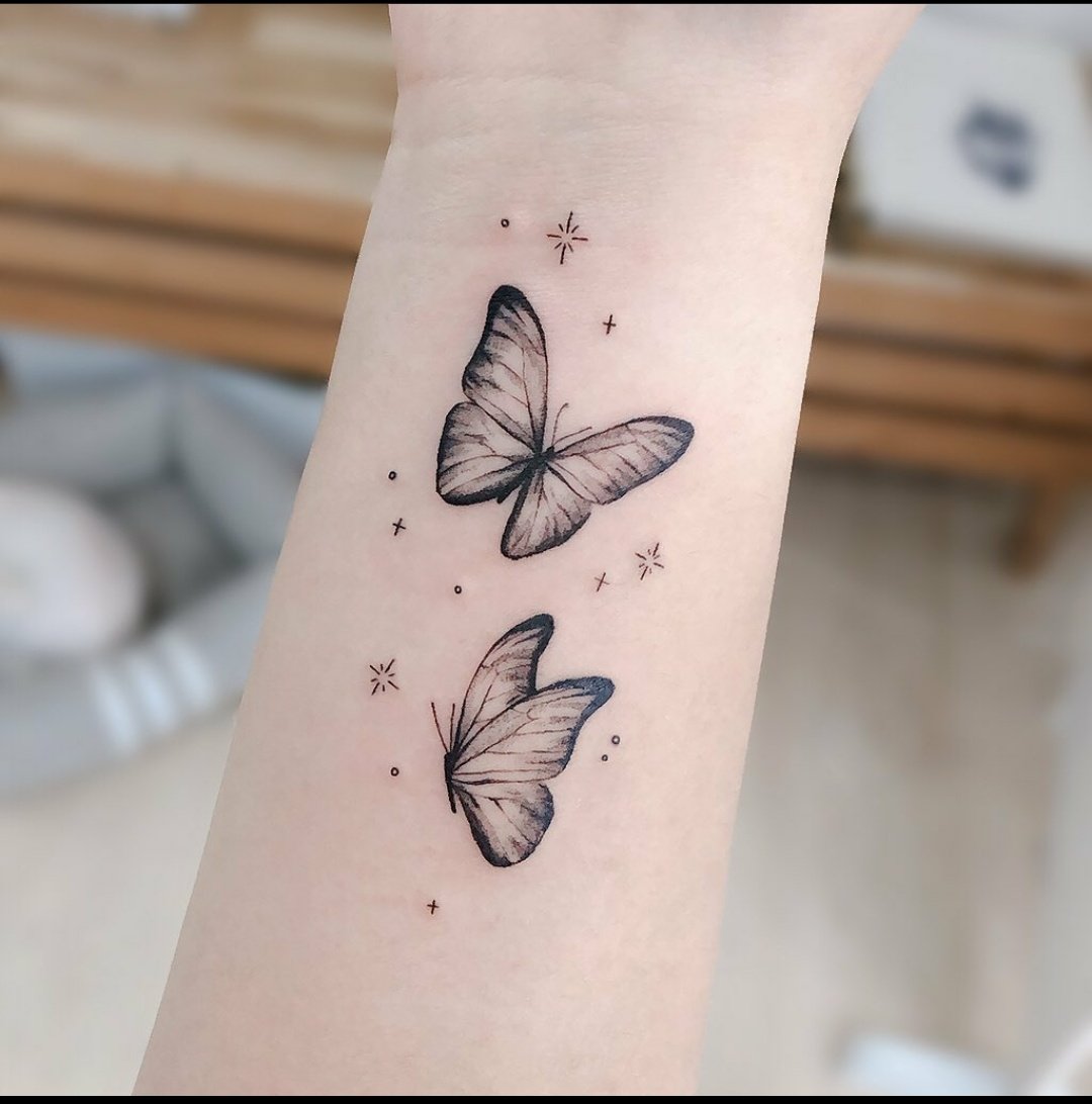 Wrist butterfly and star Tattoo -08