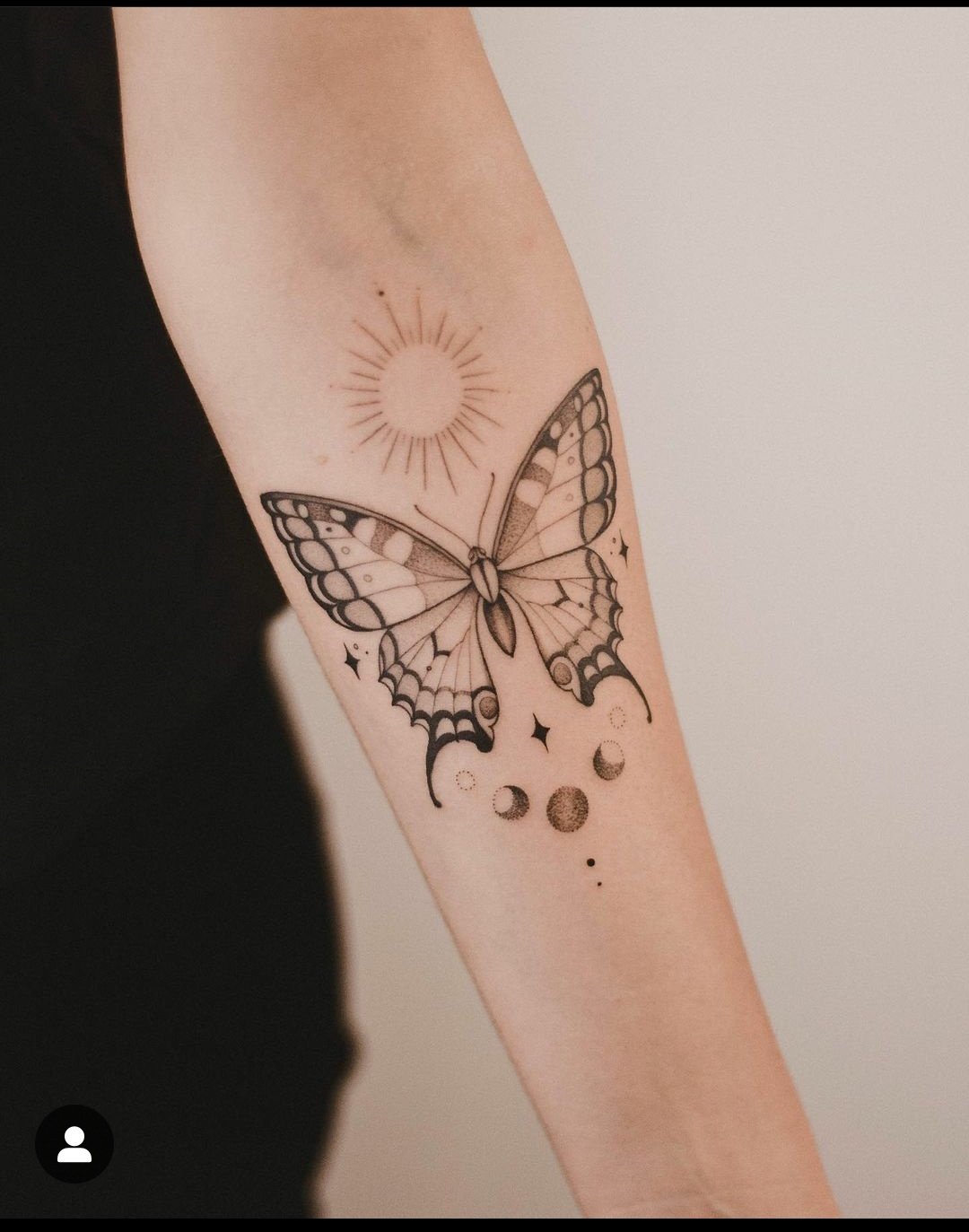 Butterfly,star and sun tattoo-11