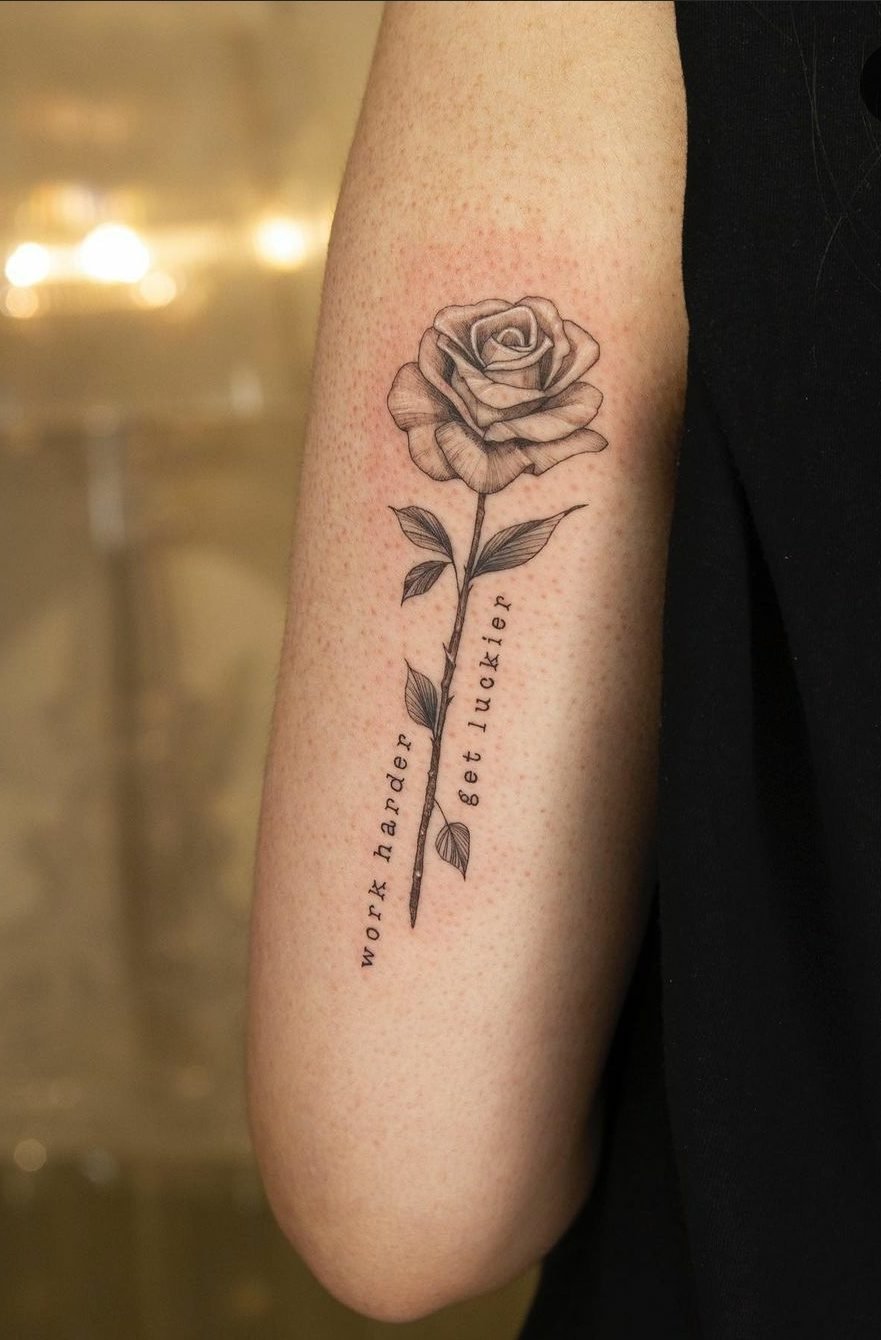Rose tattoo with a note -16