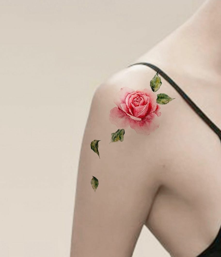 Blissful pink rose tattoo-17