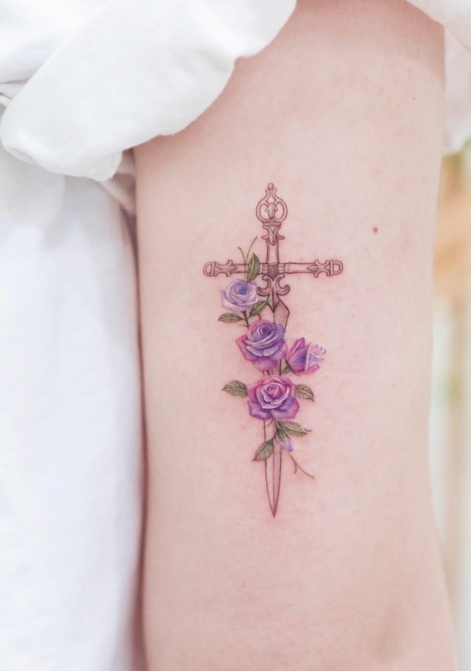 Cross and Rose tattoo -19