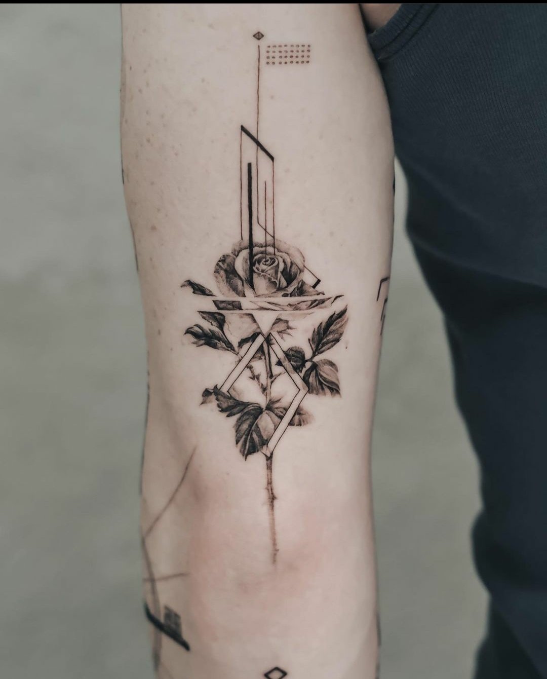 Symmetrical rose tattoo -24