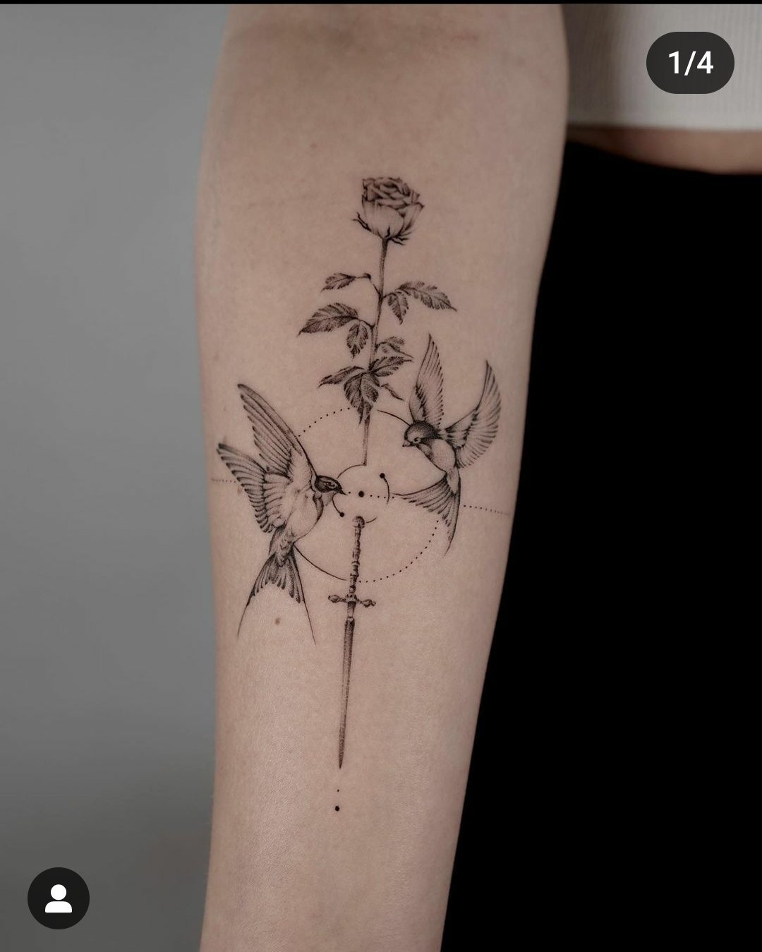 Rose and birds tattoo-26