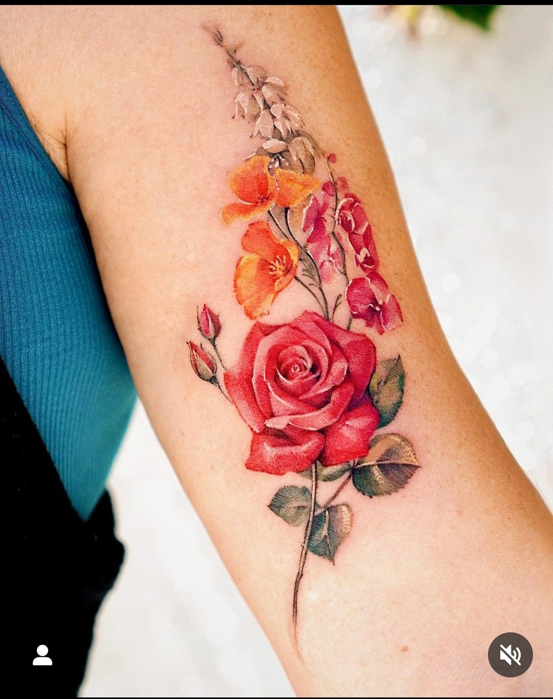 Colorful rose tattoo -32