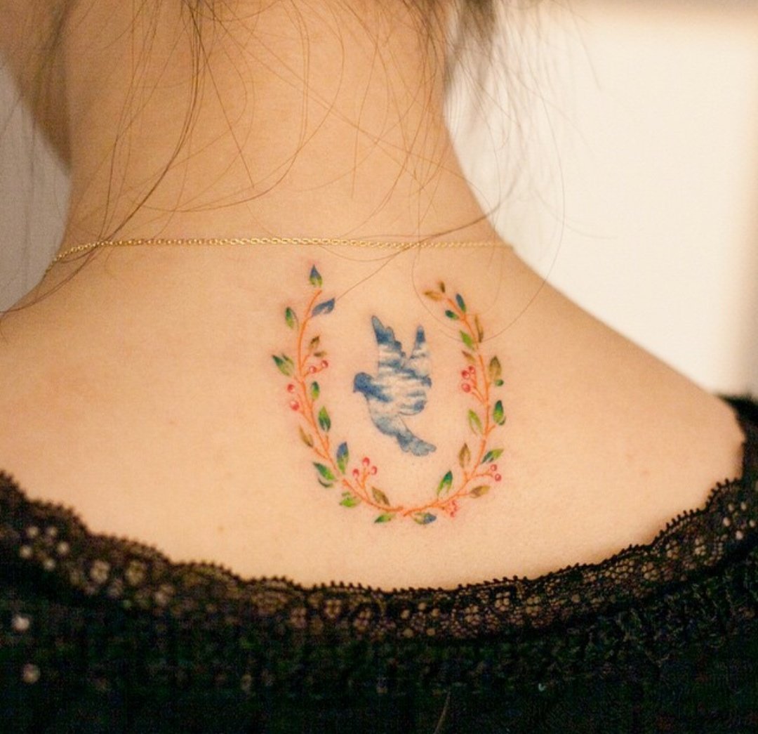 Floral dove tattoo-26