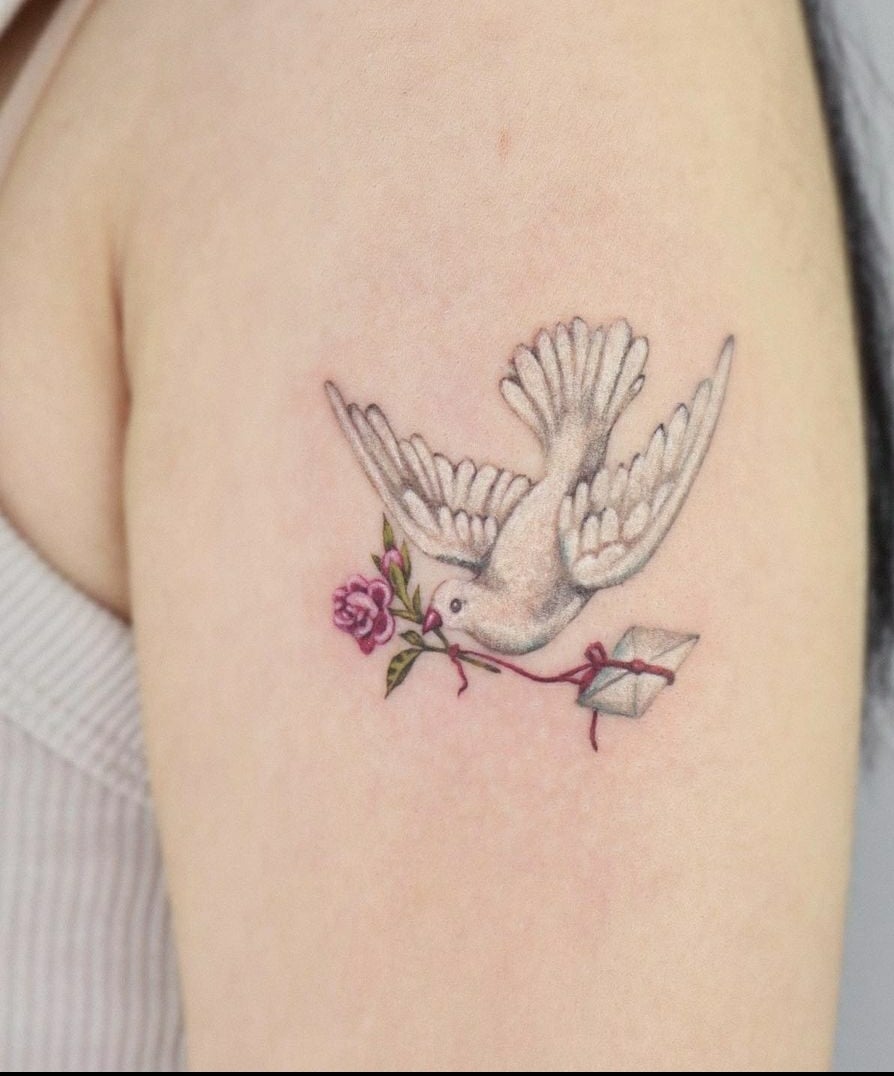 Serene devotion dove Tattoo-28