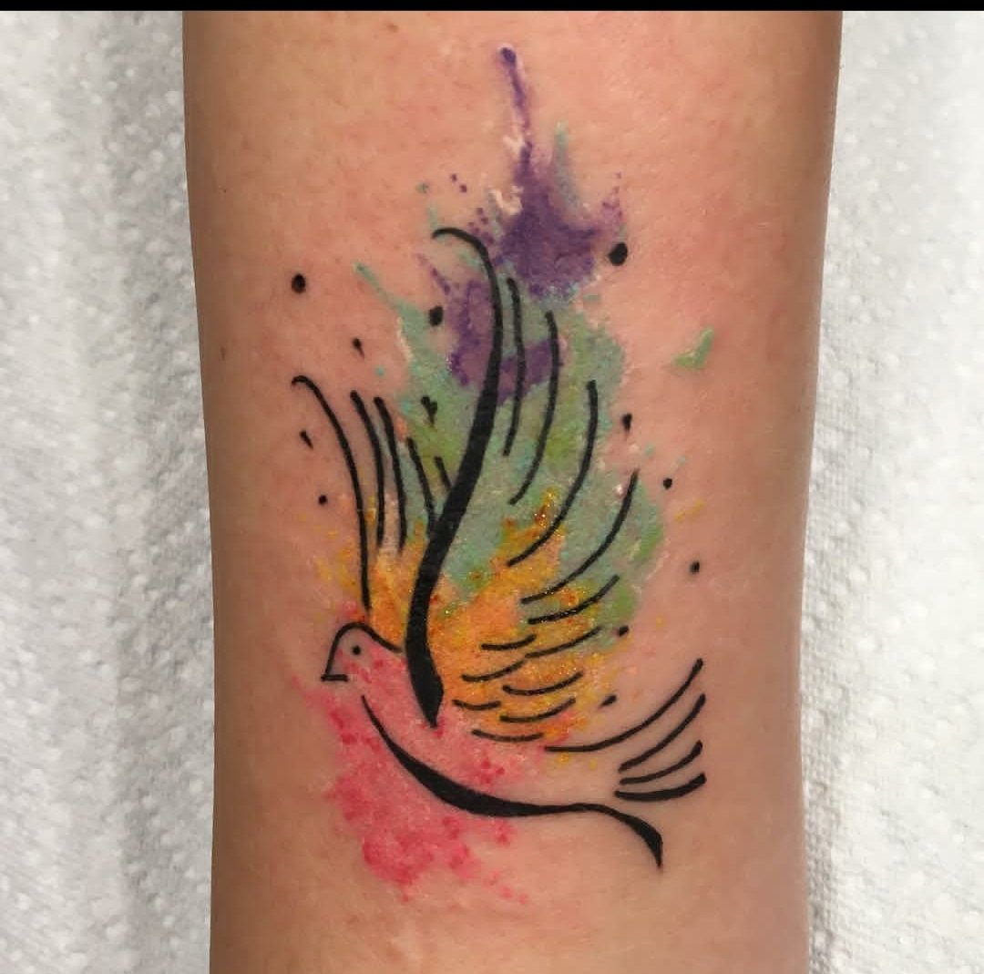 Multi-Colored Dove Tattoo-33