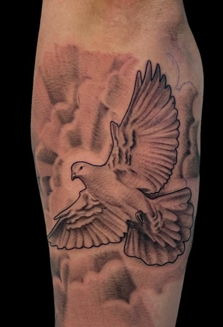 Dove and clouds tattoo-47