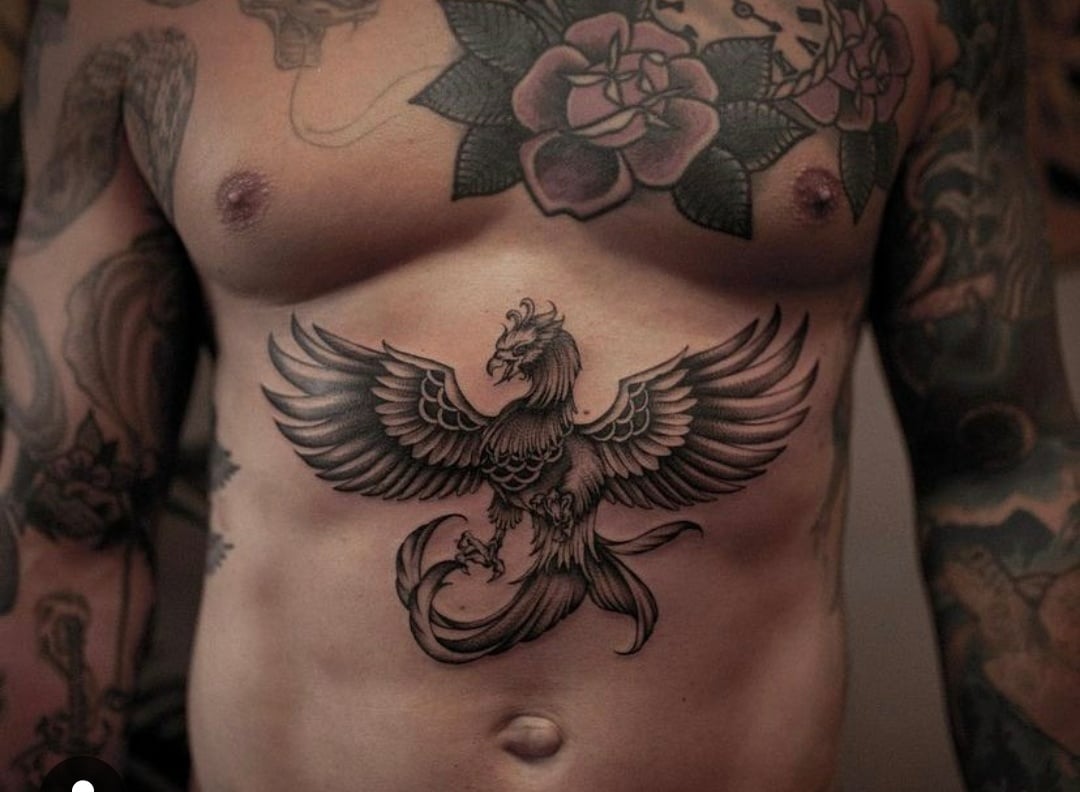 Pheonix stomach Tattoo-16