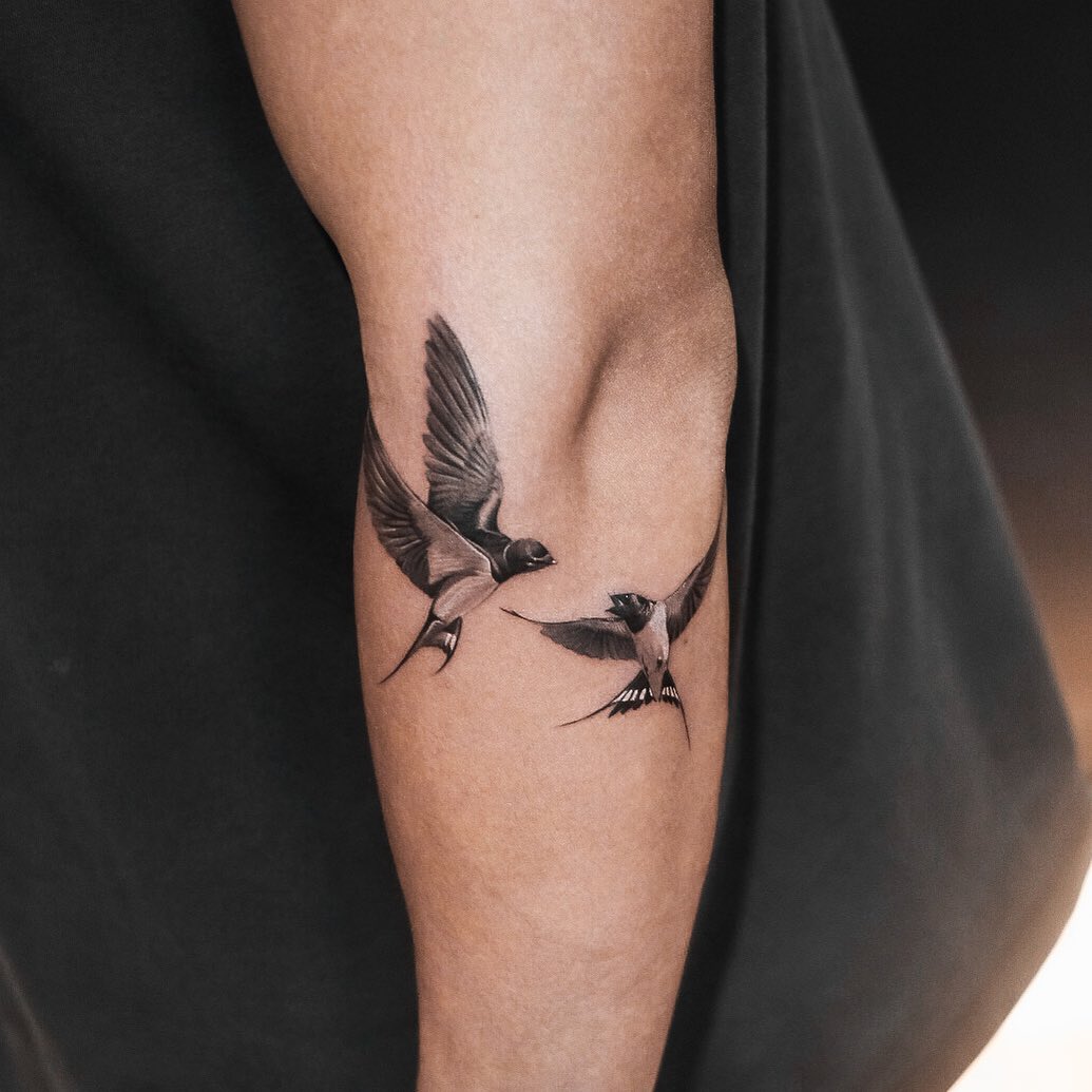 Swallow Bird Siloutte Tattoo